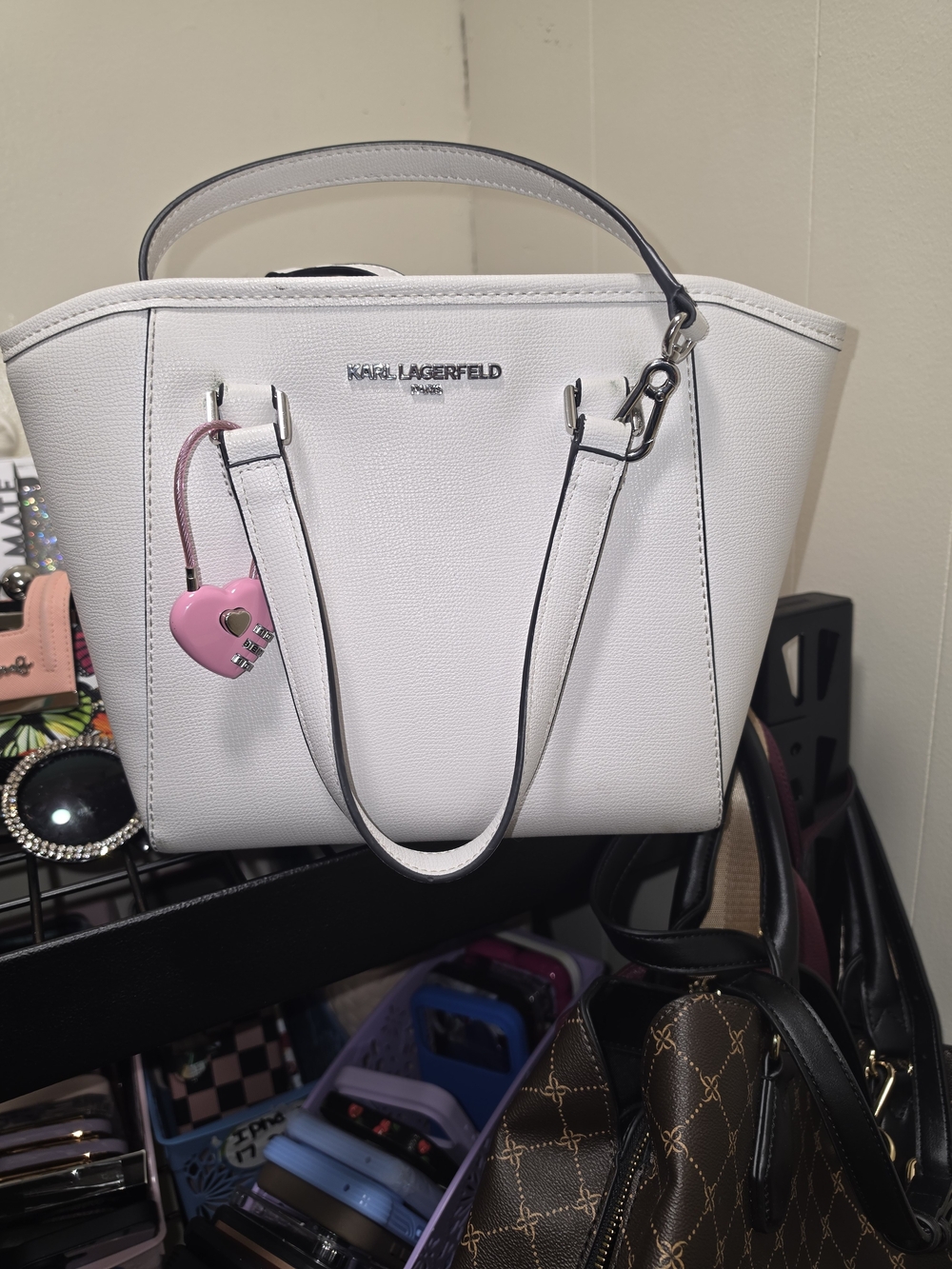KARL LAGERFELD White Top-Handle Tote